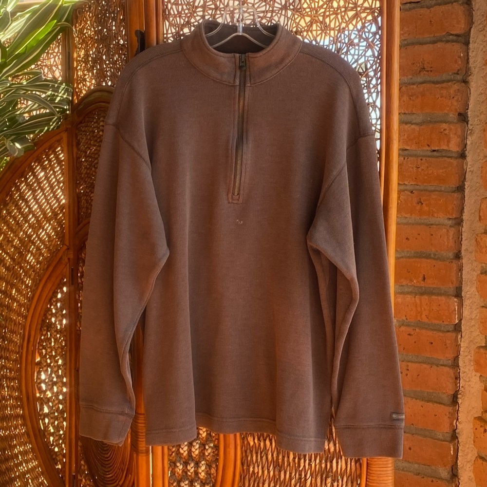 Columbia Men's Boho Brown Zip-Up Sweater Pullover Size L Great Condition
